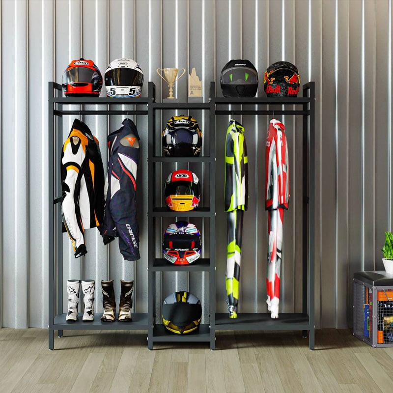 Cycling Gear Display - Helmet, cycling clothing rack, motorcycle equipment