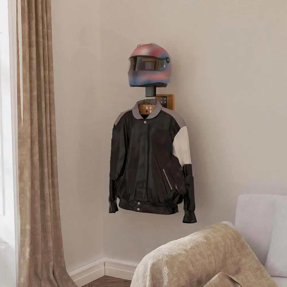 Wood Motorcycle Helmet Holder  – Cycling Gear Organizer Wall recenzja i cena