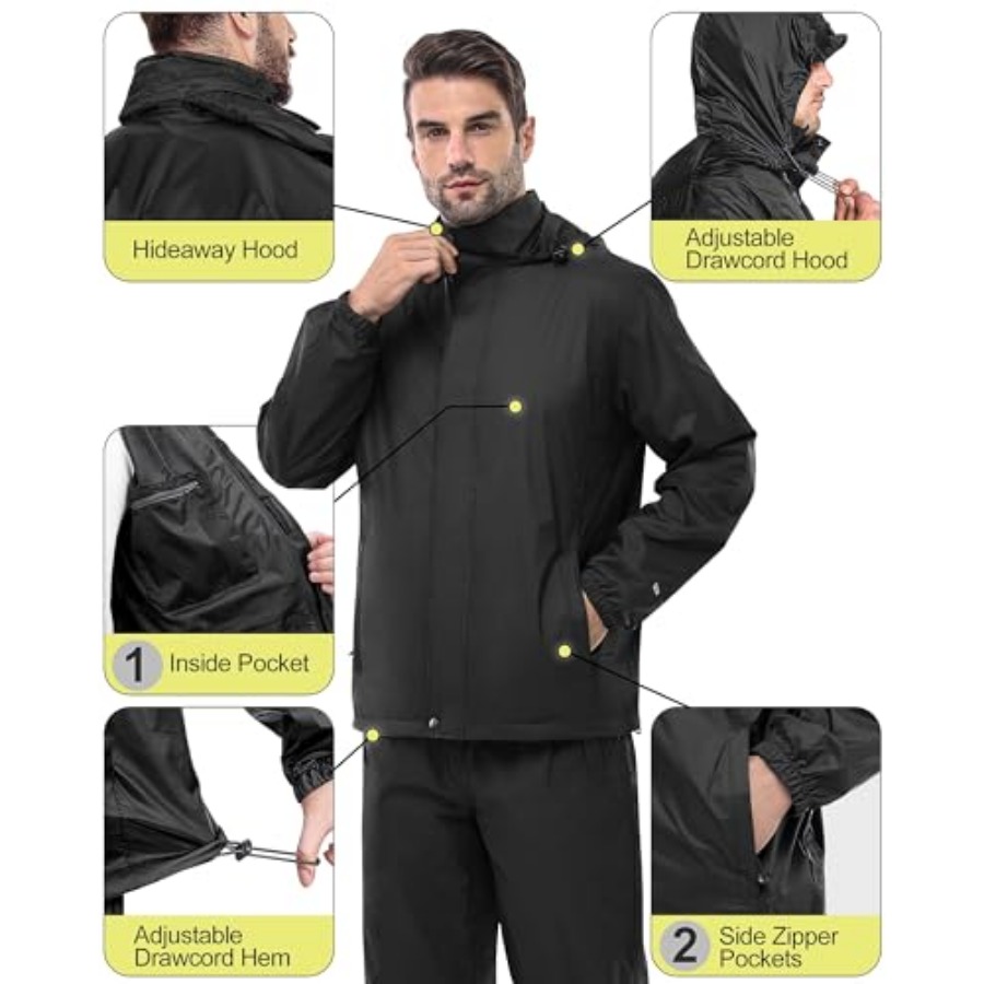 33, 000ft Men's Rain Suit Pack – Cycling Gear Rain recenzja i cena
