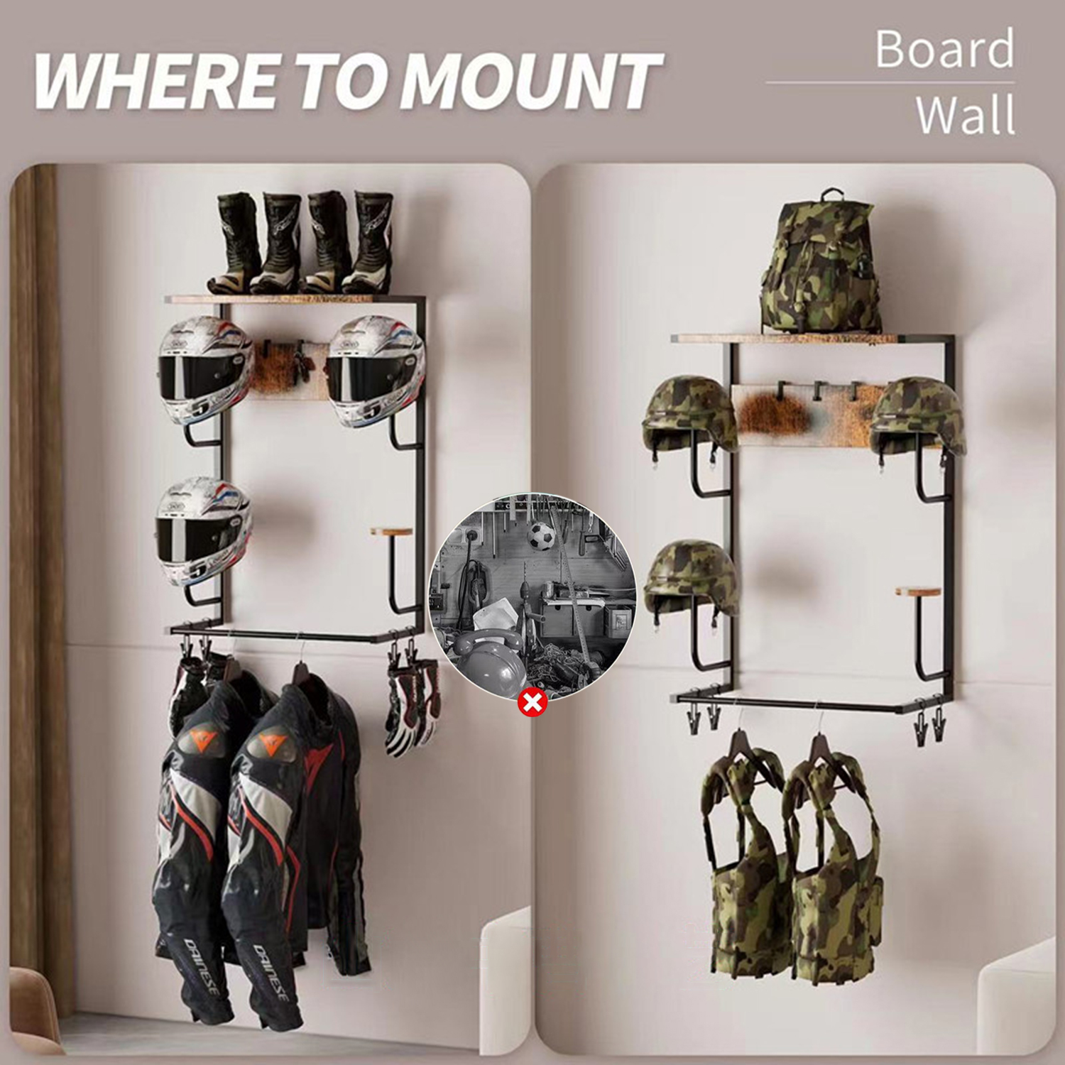 Motorcycle Helmet Holder, Wall – Cycling Gear Organizer Wall recenzja i cena