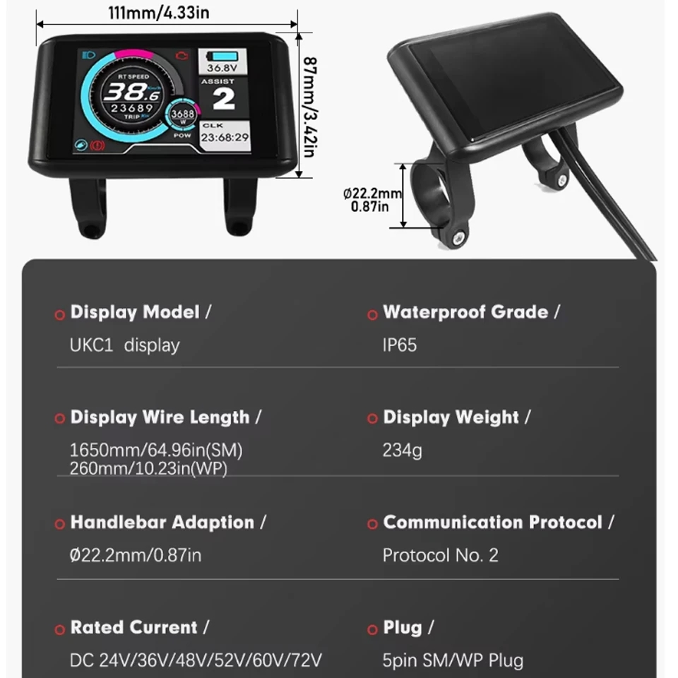 24V-72V UKC1/UKC1+ Colour Disp – Cycling Gear Display recenzja i cena